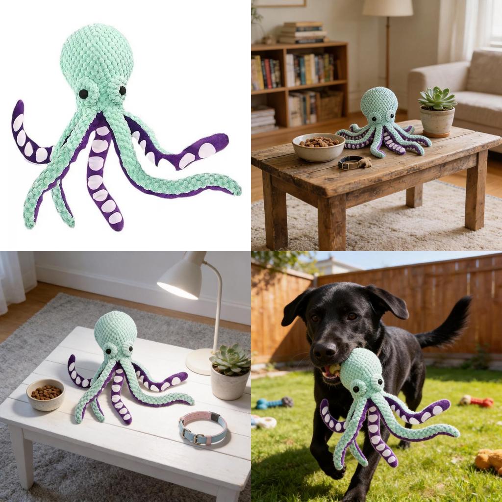 Pluche Octopus Knaagspeeltje Met Geluid Voor Hondentraining En Tandgezondheid