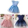 Vestito estivo da principessa per bambina con tessuto a rete sfumato per bambine piccole