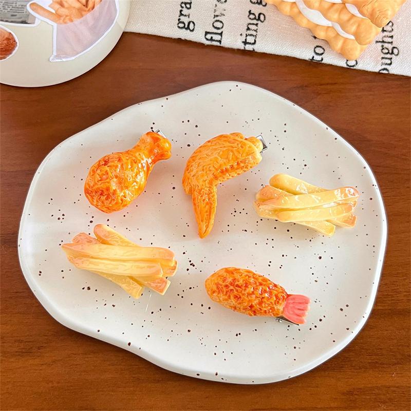Funny Roasted Chicken Legs Hairpin Crispy Wings French Fries Hair Clips Simulation Food Fried Chicken Hairpins Hair Accessories
