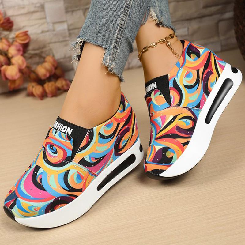 Fashion Fashion Mix Color Sneakers for Women 2025 Autumn Luxury Crystal Platform Vulcanize Shoes Woman Letter Print Slip On Shoes Mujer