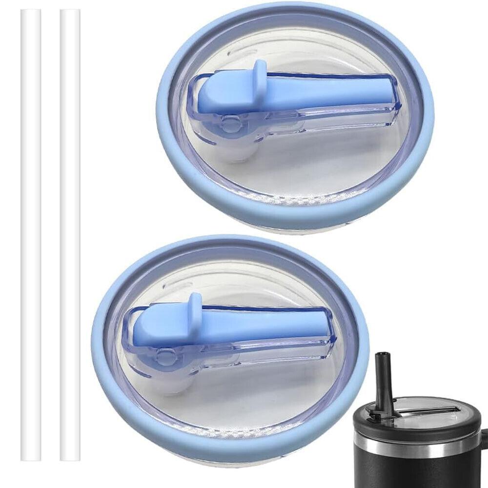2pc 40oz New Threaded Suction Nozzle Cup Cover Roller Straw Replacement Cup Cover Splash Proof Cover Available In Multiple Colors