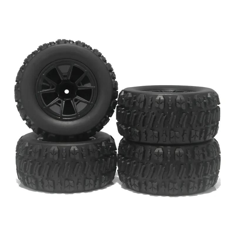 4PCS 90mm 12mm Hex Monster Truck Rubber Tires Off Road Buggy Wheel for 1/14 RC Car Wltoys 144010 MJX Hyper Go 14209 14210 RC Car