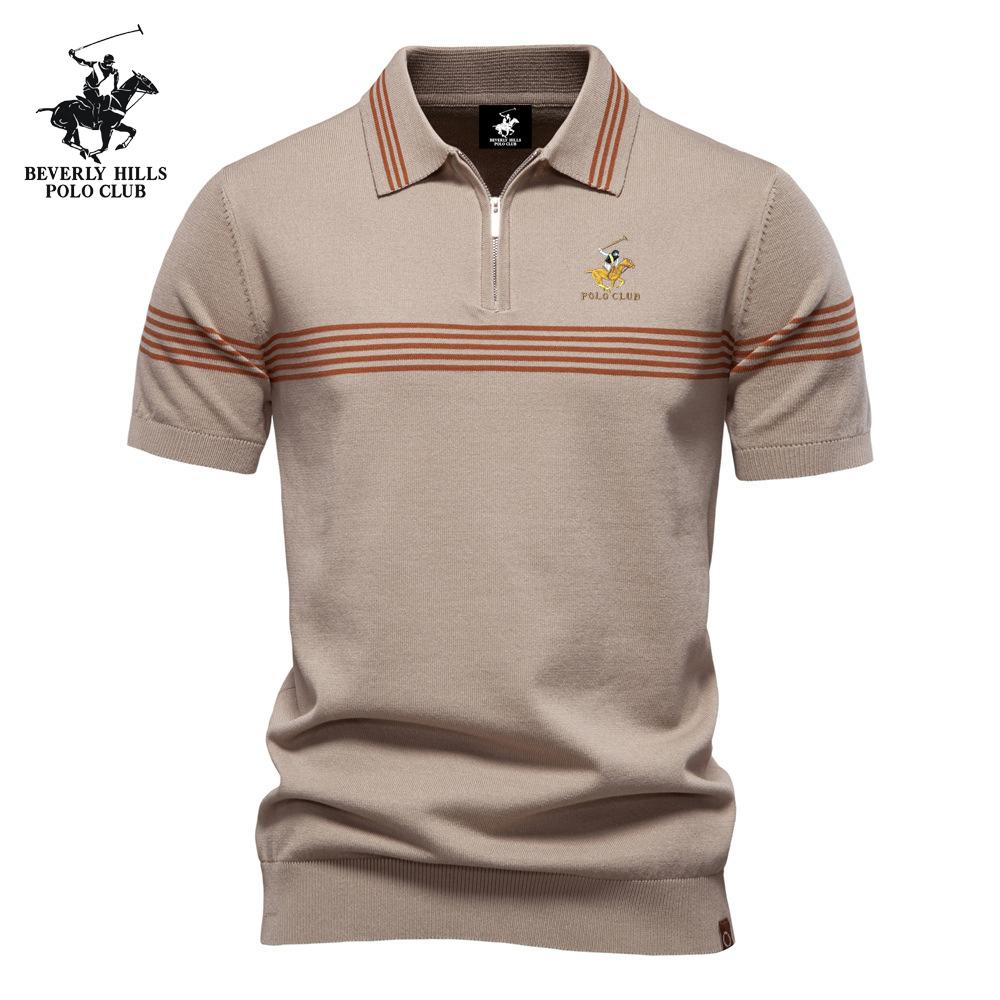 

POLO CLUB 2025 Summer Pony Embroidered New Polo Shirt Fashion Striped Men s Business Short Sleeved Top XXL