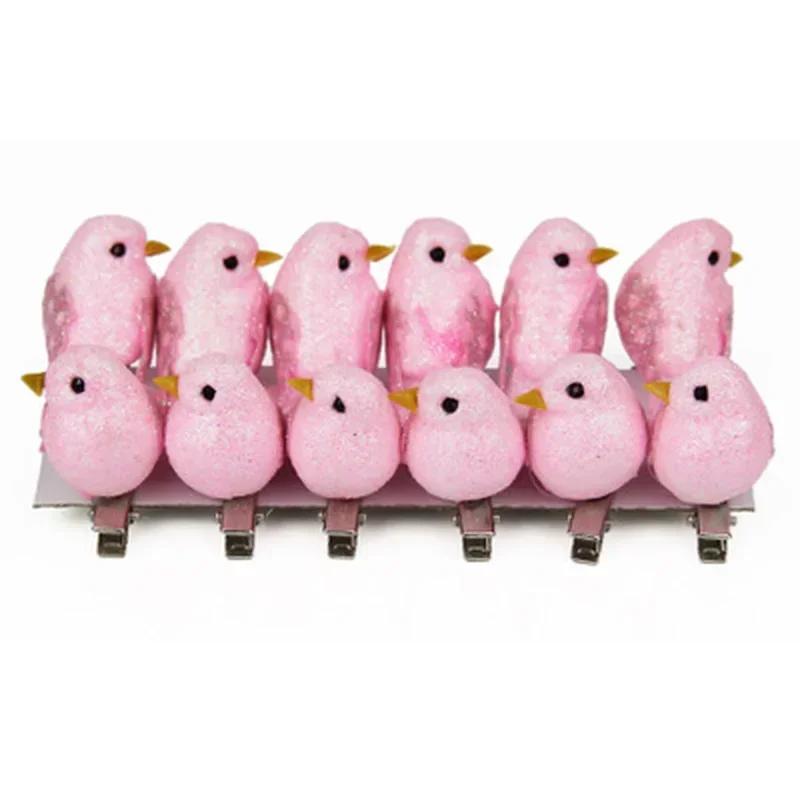 12pcs/set of Artificial Simulation Foam Bird Set Mini Bird Jewelry Flash DIY Craft garden decoration
