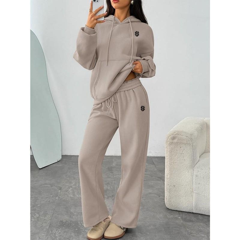 2026 SU Embroidered Hoodie Sweatshirt Pants Set Casual Unisex Streetwear Teens Couples