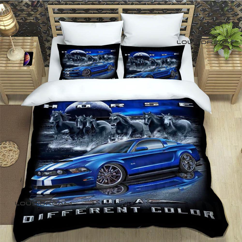 3D M-Mustang logo samochodu Pościel wykwintny zestaw pościeli poszewka na kołdrę zestaw kołdry pościel luksusowy prezent urodzinowy