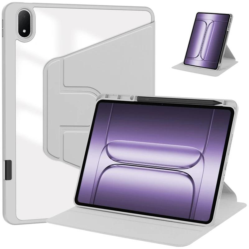 For Oneplus Pad 3 One Plus Pad 3 13.2 inch Case with Pencil Holder 360 Rotating PU Leather Acrylic Clear Hard Stand Cover