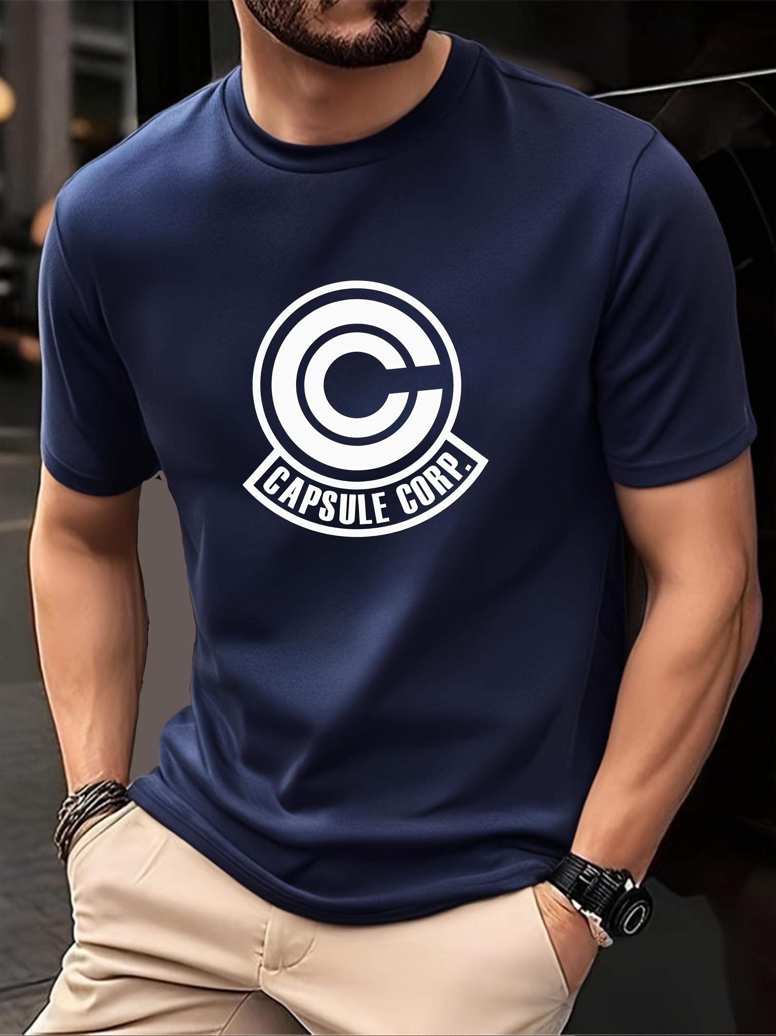 2025 Summer Breathable Mesh Casual T-shirt - Black with White  CAPSULE CORP  Print XL