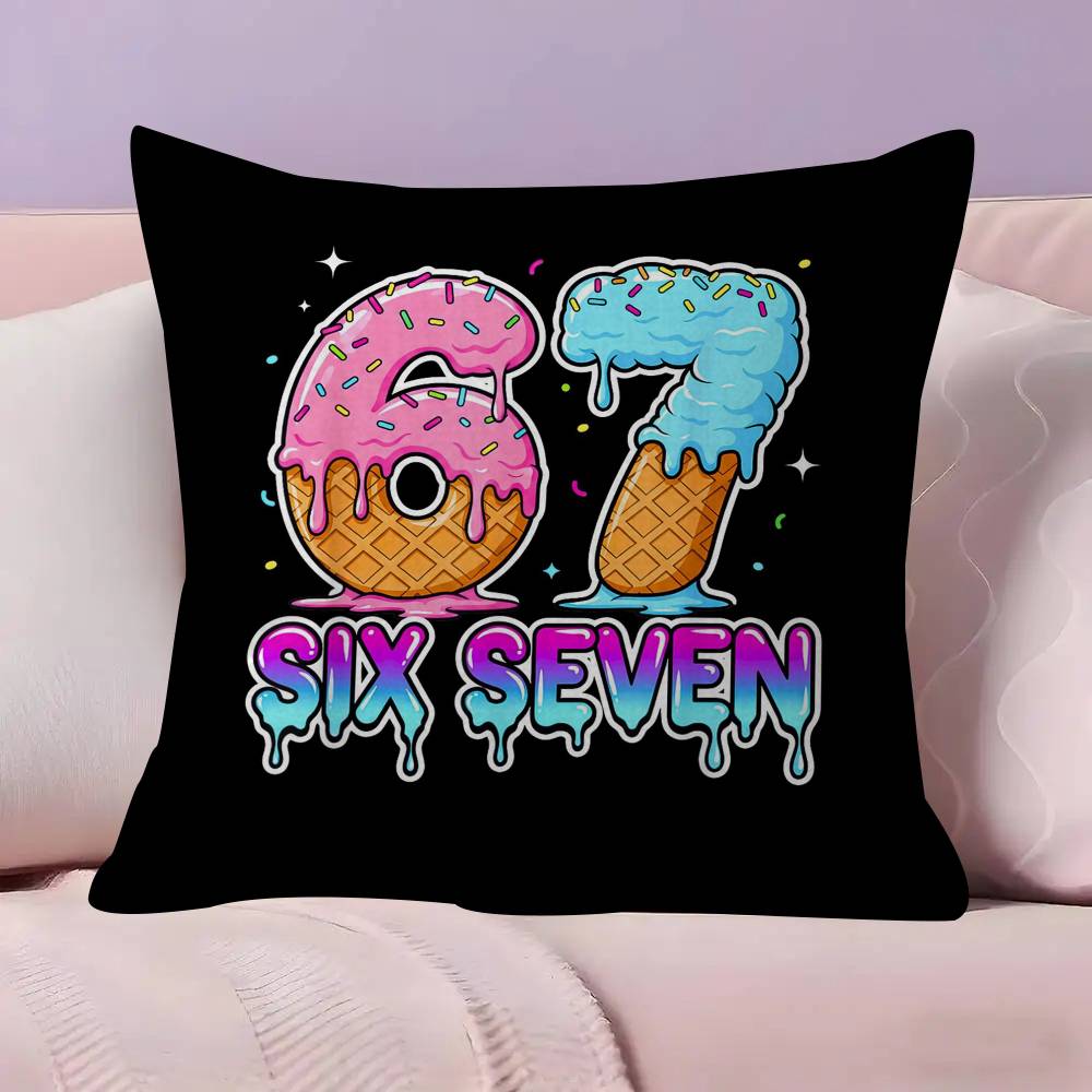 Cartoon 67 Six Seven  Cushion Cover Pillow Cover Decor Pillowcase Printed Cushion Case for Couch