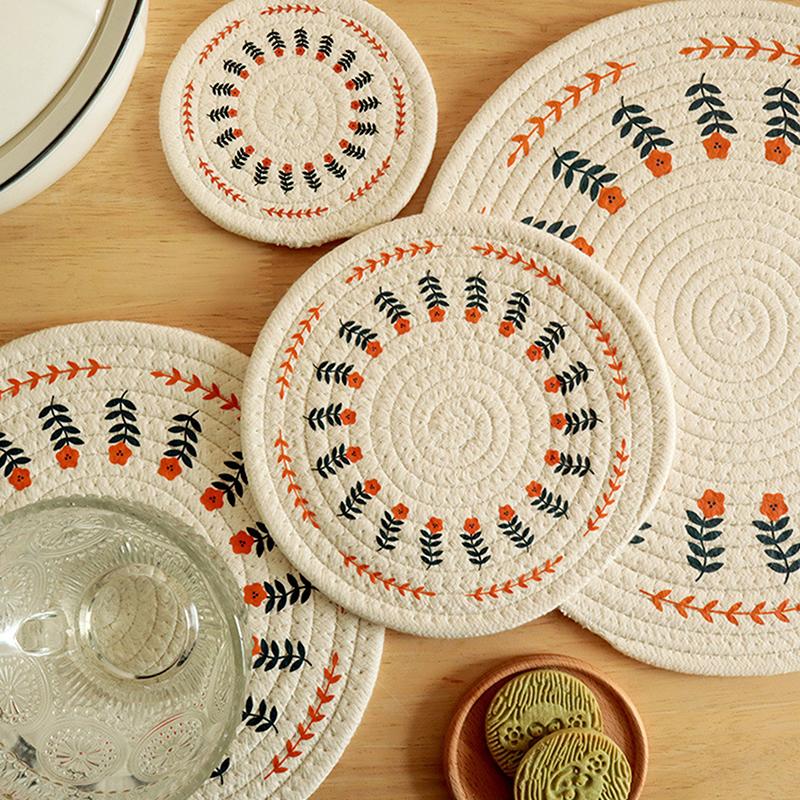 Wärmedämmkissen aus bedruckter, gewebter Baumwolle im nordischen Stil, Untersetzer für Essgeschirr, Schüsselunterlage, Auflaufform, Untersetzer für Teekanne, Verbrühungsschutz, Tischset