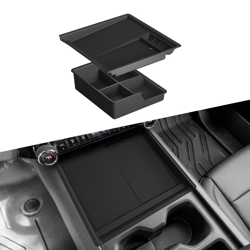For Chevy Silverado EV 2025-2026 Center Console Storage Box Tray Double-layer Organizer Interior Accessories Tidying ABS 2PCS
