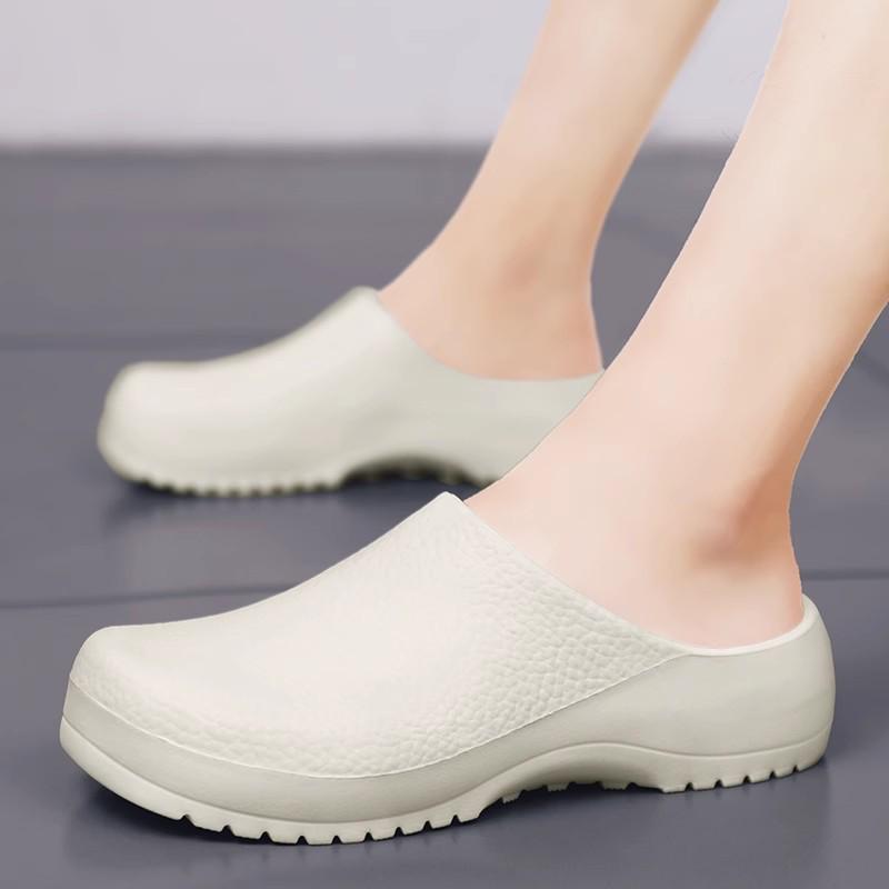 Women's Waterproof, Oil-Proof Anti-Slip Chef Shoes - Stain-Resistant Workwear for Restaurants and Hotels, Closed Toe and Half Slippers