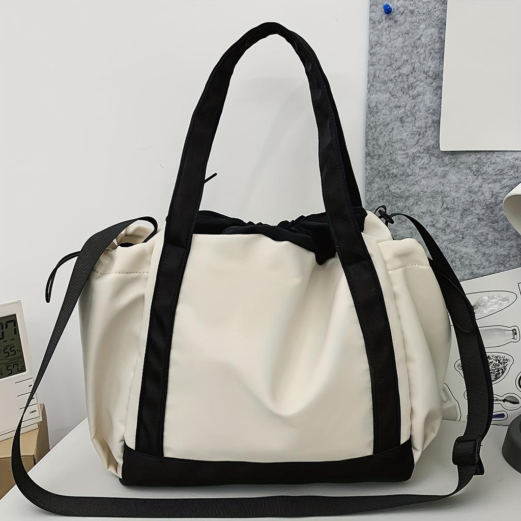 Fashion-Forward Star Pattern Colorblock Shoulder Bag Stylish Drawstring Closure for Casual Chic - Adjustable, Multipurpose Design Ideal for School