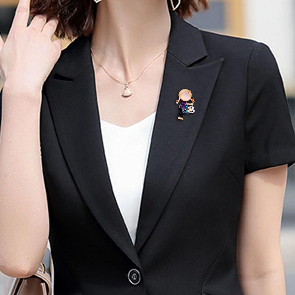 Women Gift Small Painting Girl Funny Collar Accessories Fashion Jewelry Brooch Pin Suit Scarf Clip