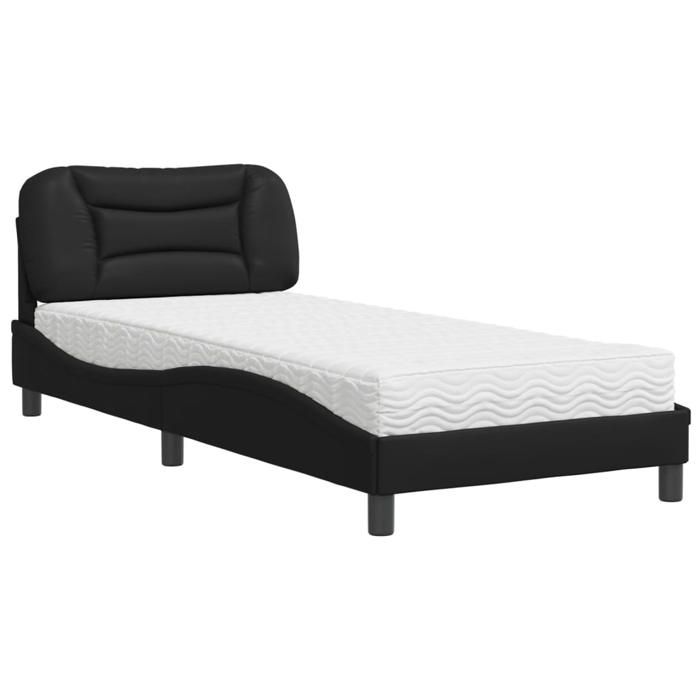 VidaXL Lit avec matelas noir 90x200 cm similicuir 3208696