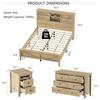 3-Piece Queen Size Farmhouse Bedroom Set, Platform Bed with Sliding Door Storage Headboard and Charging Station, Storage Nights
