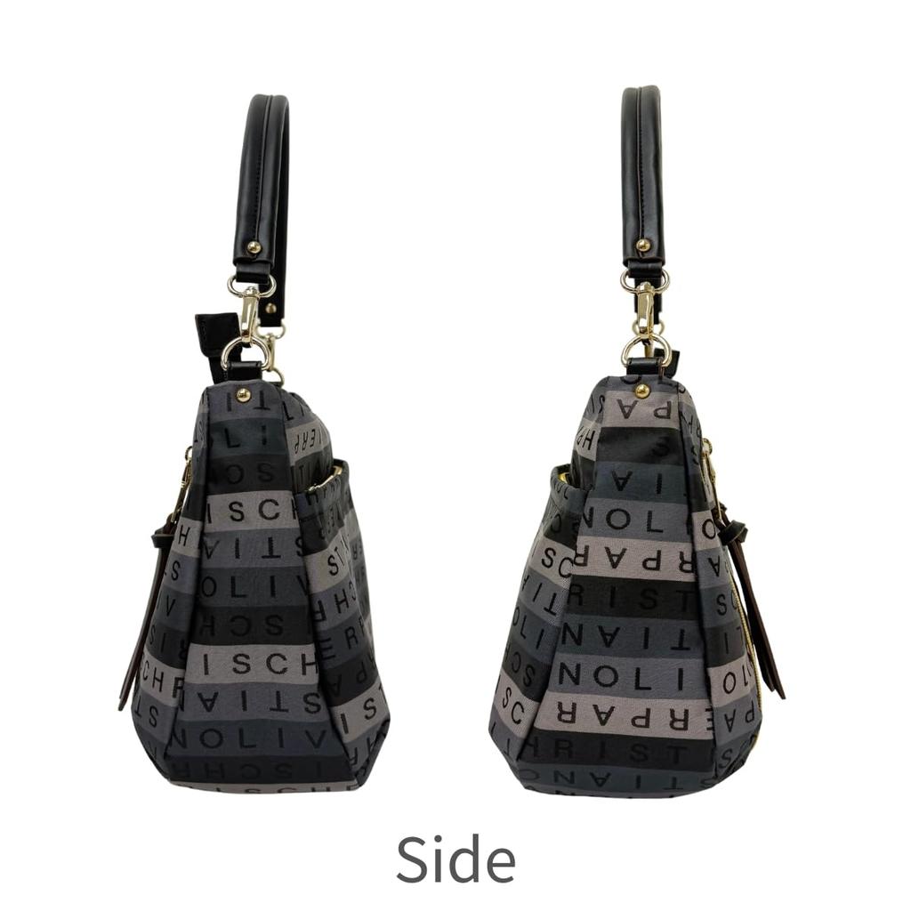 Christian Olivier 7702G 2-Way Shoulder Bag, Gradient Jacquard Weave, Lightweight, Water-Repellent (Black)