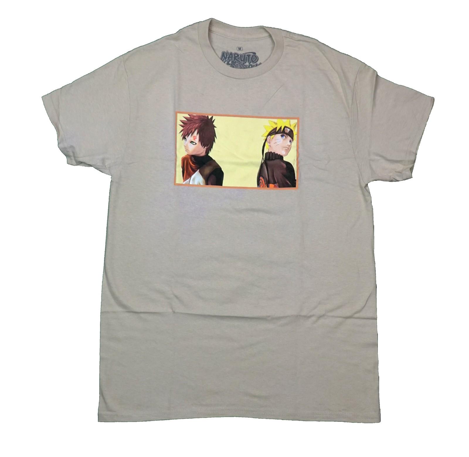 Naruto Shippuden New Adult T-Shirt Gaara and Naruto On Front Giant Naruto On XL