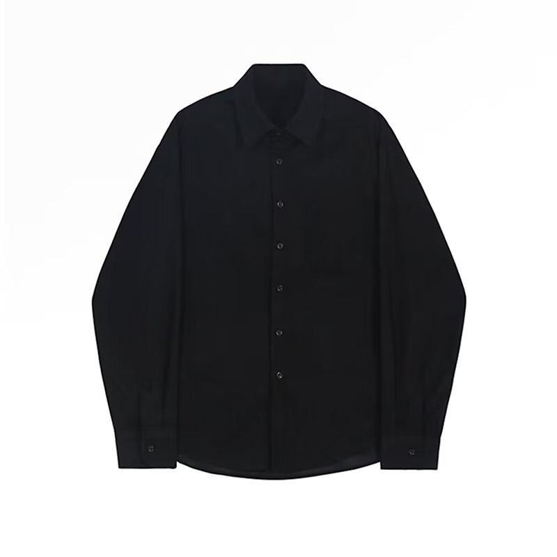 Spring and Autumn Mature Style Black Long-sleeved Shirt Men's Temperament Casual Inner Top