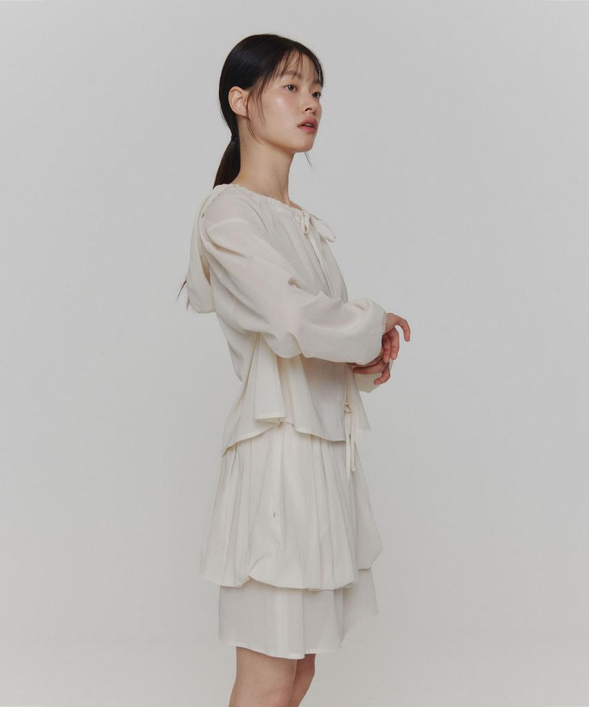 Amomento Sheer Layered Skirt_Ivory