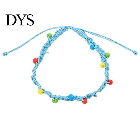 Colorful Summer Beach Accessories Handmade Braided Bracelet for Women, Bohemian Woven Wrist Rope Wristbands with Rice Beads, Adjustable Knot