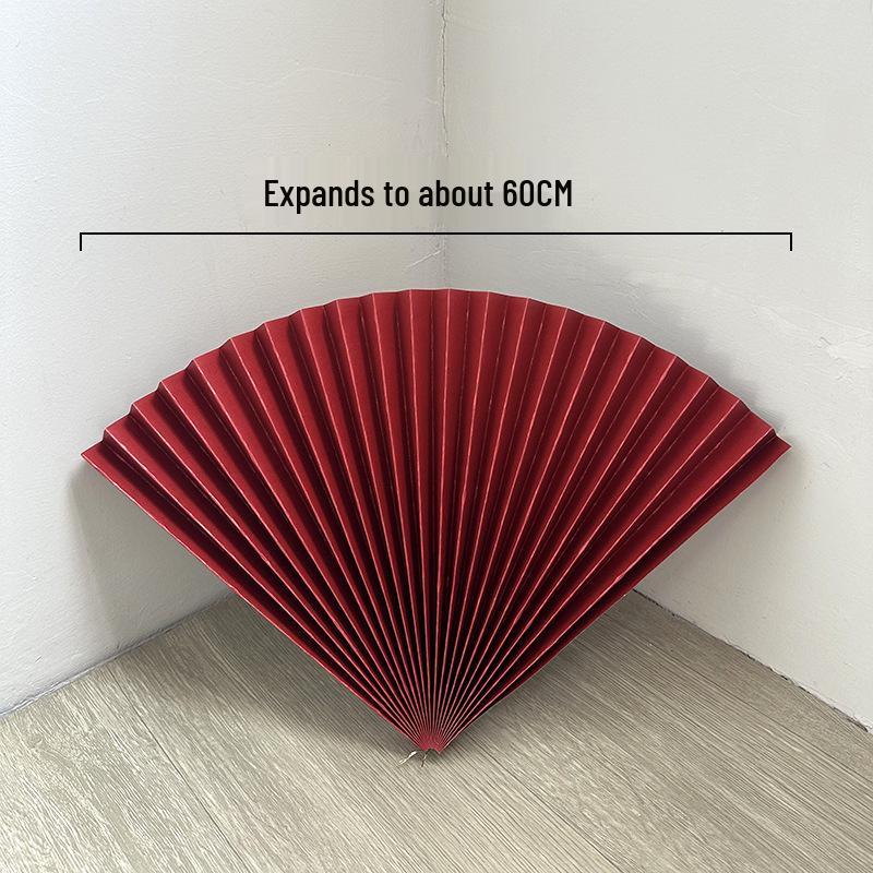 Roter halbkreisförmiger Bambuspapierfächer für Hochzeits- und Eventdekoration
