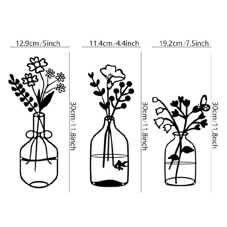 Metal Flower Vase Wall Decorations, Metal Flower Vase Wall Arts Sign Metal Decorations