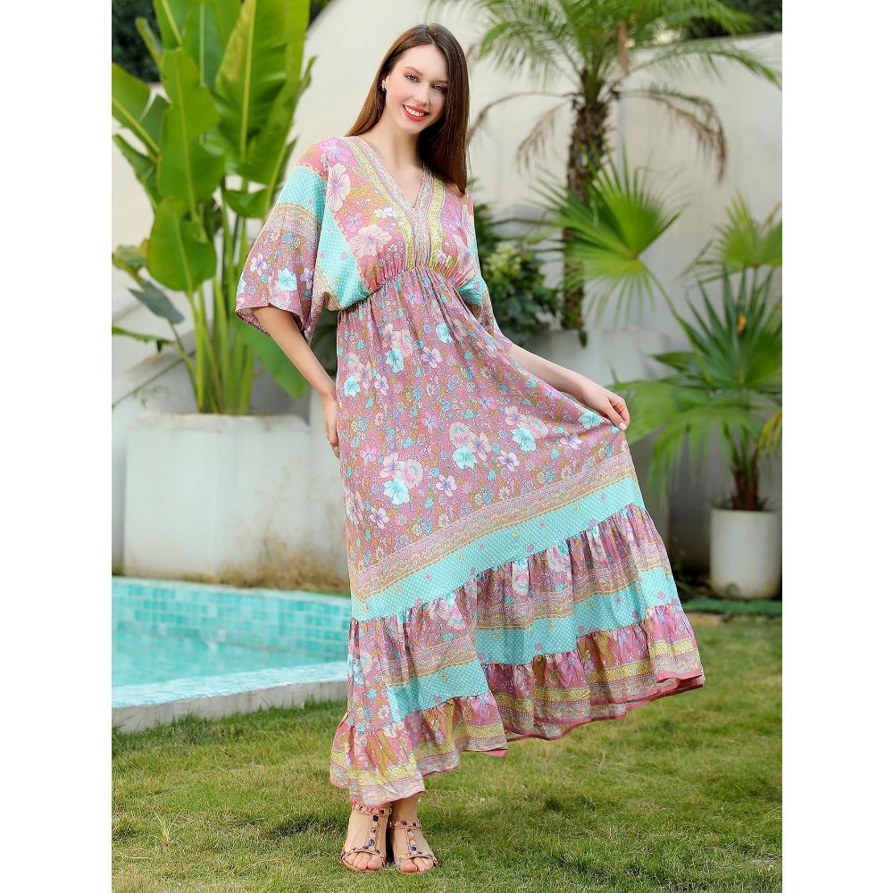 Printed Dress Loose A Pendulum Dress Beach Blouse Holiday Dress