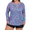 Women's Printed Large Size Long Sleeve Swimsuit Sun  Jacket Quick Dry Hiking Top