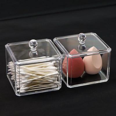 Transparenter Aufbewahrungsbehälter für Zahnstocher und Make-up-Entferner-Pads für den Schreibtisch mit Deckel – Multifunktions-Organizer für Wattestäbchen