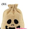 Reusable Halloween Decor 5Pcs Candy Bags with Drawstring, Funny Ghost Pumpkin Print Gift Pouches for Party Favors And Trick or Treat Sacks, Decorative