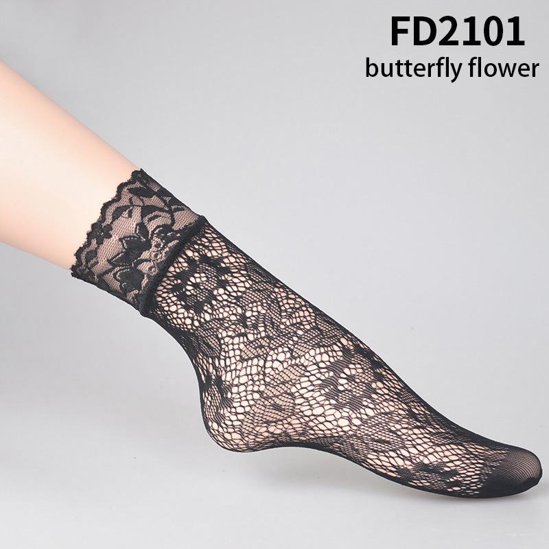Black Socks Women Girls Ladies Soft Lace Short Ankle Socks Fishnet Stocking