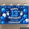2D Kulisse zum 13. Geburtstag für Jungen - Skateboard & Ballon Banner für offizielles Teenager Fotoshooting