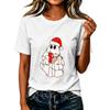 Damen Christmas Print Kurzarm T-Shirt Lässiges Feiertags-Top