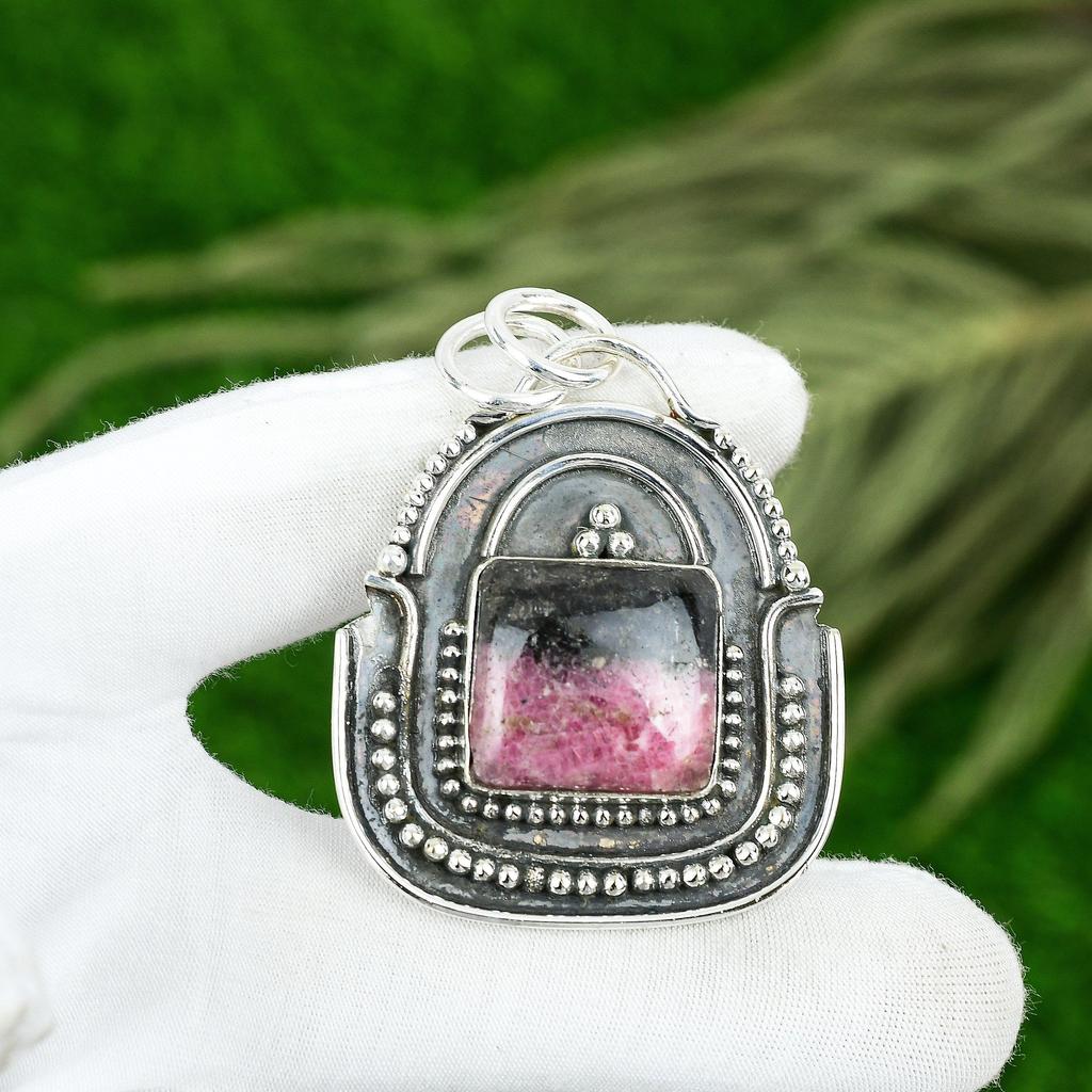 Friendship Day Deal Radiant Rhodonite Gemstone Wife Bezel New Pendant 925 Silver