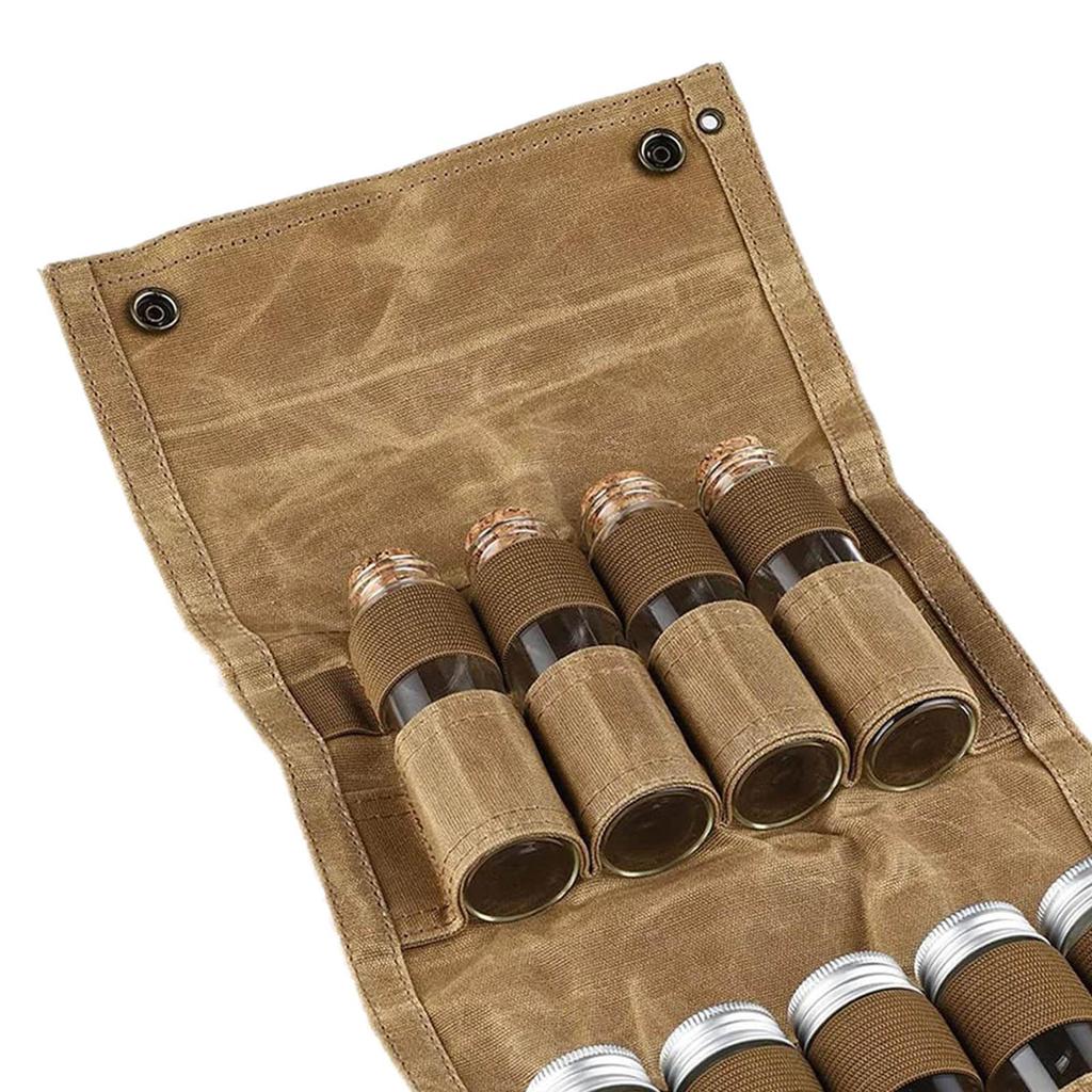 9 Pieces Folding Spice containers Storage Bag ,Seasoning Bottle Canvas Sealed Transparent for