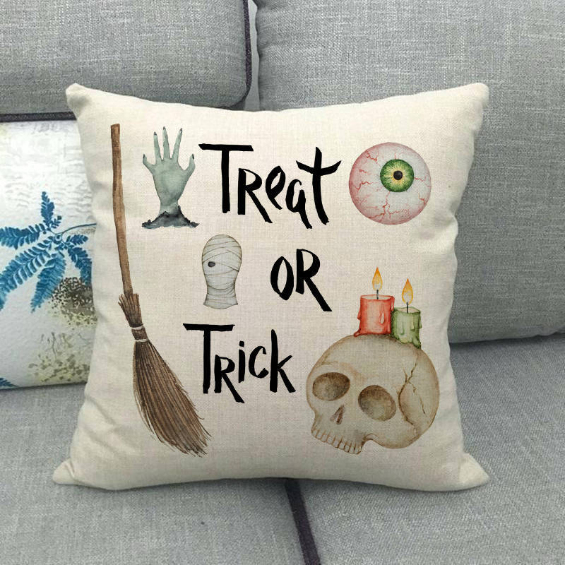 Nordic Halloween Skull Series Digital Printing Short Plush Pillow Covers for Car Sofa Office Cushion Cover Home Goods