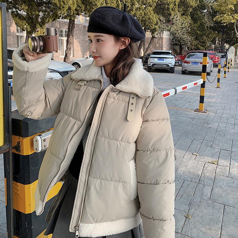 Winter new lamb wool small cotton-padded clothes women's short small lapel bread clothes cotton-padded jackets trendy