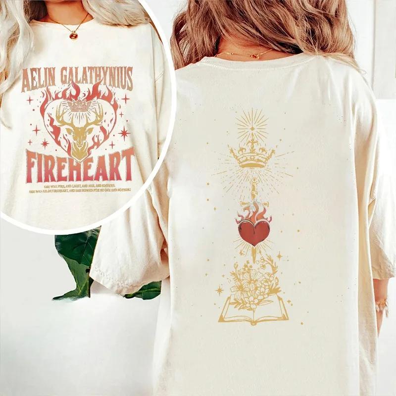 Women Aelin Letter Printed Unisex Tops Throne of Glass Fan Comfort Breathable TShirt Casual Short Sleeves Oneck Top Streetwear