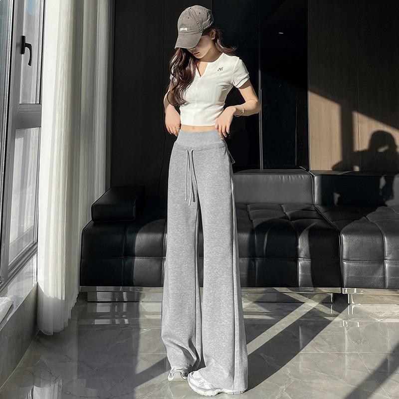 

LuLu Lazy Women’s High Waist Wide Leg Drape Pants - Spring/Summer Casual Floor Length, Loose Fit, Straight Leg. Extra Large серый
