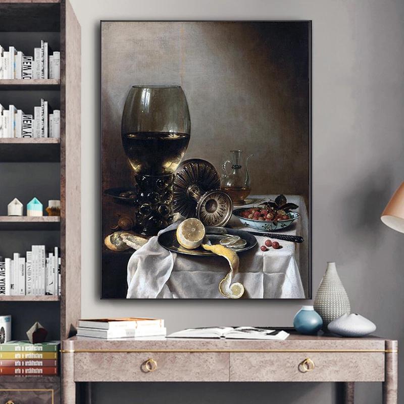 Vintage Poster Wine Glass Prints Picture Retro Home Room Decor Kitchen Decoration Canvas Picture Wall Art No Frame