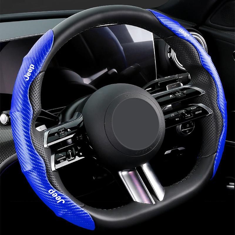 2pcs Carbon Fiber Non-Slip Steering Wheel Cover Car Accessories For Jeep Grand Cherokee Xj Wk2 Wj Wrangler Jl Compass Commander