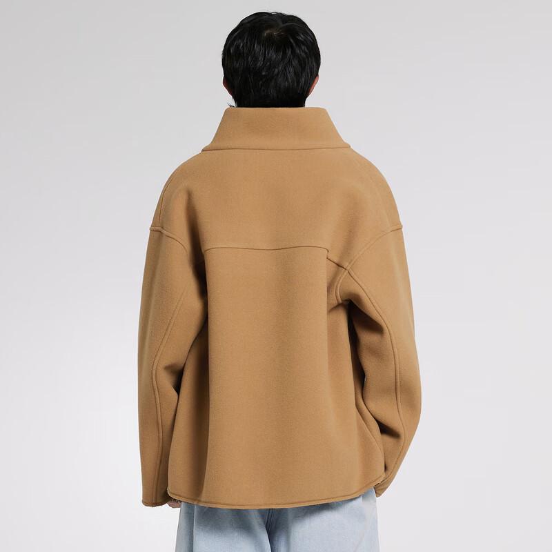 CROQUIS Men's 2023 Winter Loose Fit Stand Collar Wool Blend Short Jacket