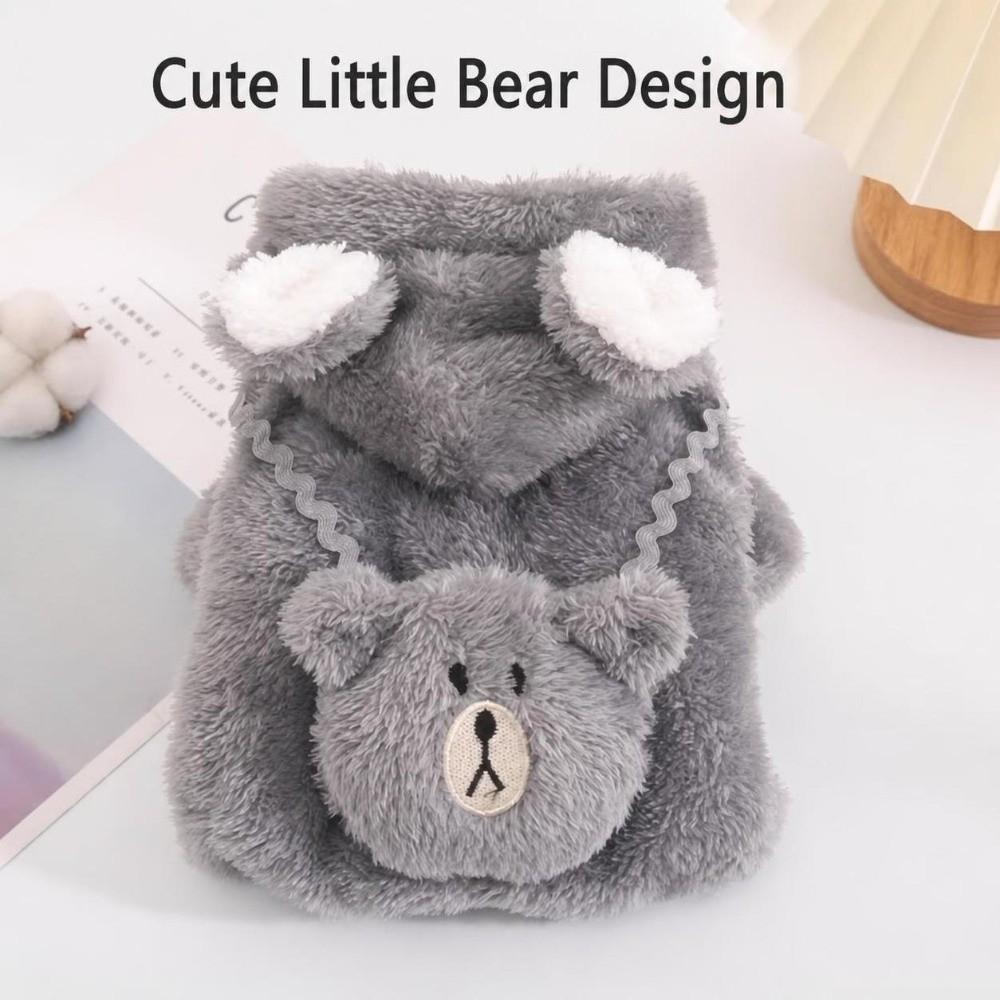 Fleece Lined Dog Clothes Hooded Four Legged Dog Clothes Windproof Warm Dog Outfits Autumn Winter