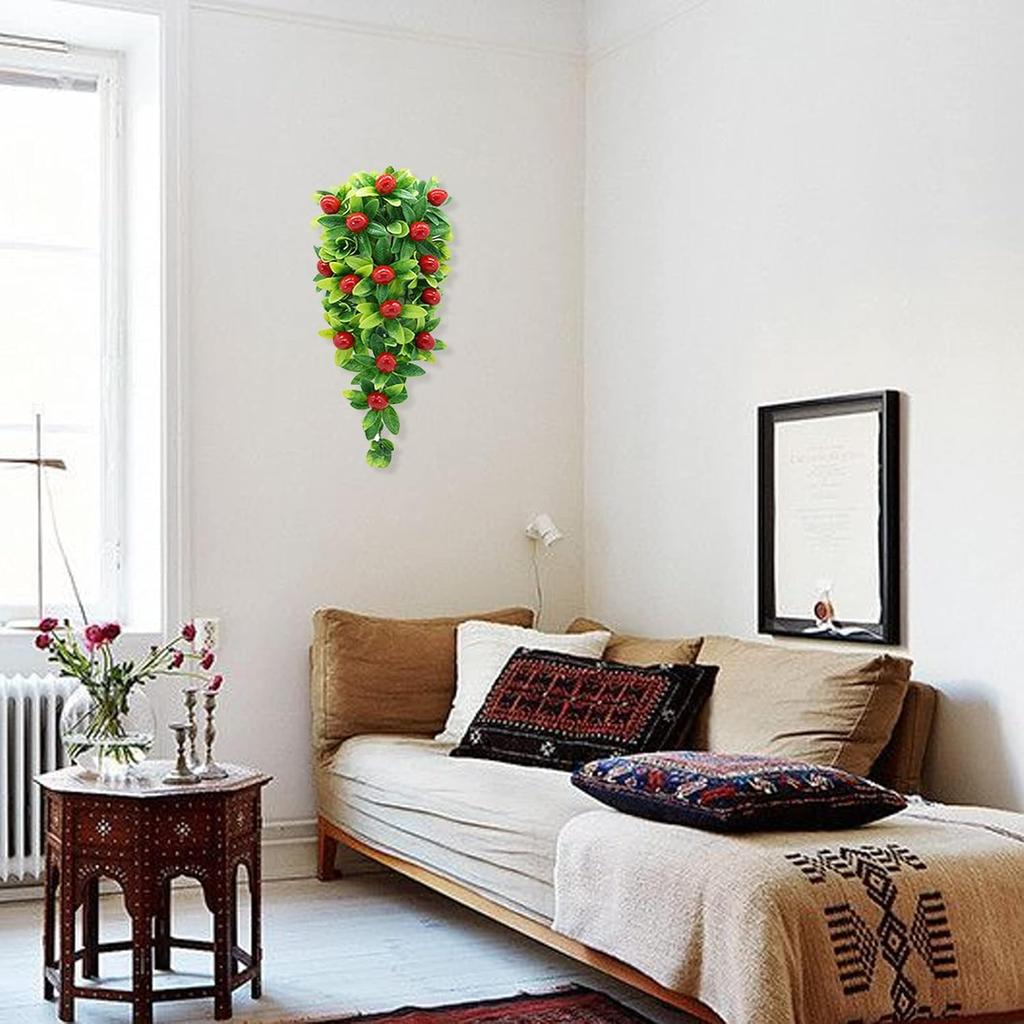 2 Pack Artificial Teardrop Wreath, 15.7 Inch Realisric Greenery Teardrop Swag with Orange, Lemon, Peach,