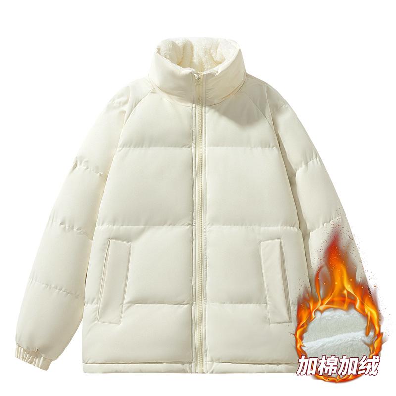 Solid color men's and women's winter bread clothes loose and warm Hong Kong style casual jackets men's fashion padded clothes