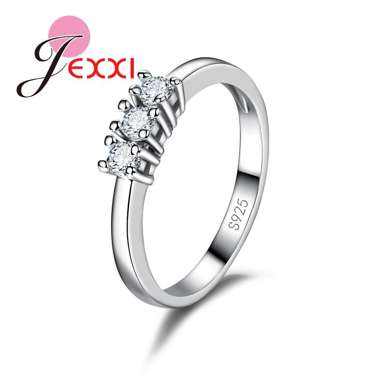 

Fascinating White 925 Silver Rings 3 Clear Crystal Ring For Women Size 7 / 8 / 9 Warm Gift For Ladies 9