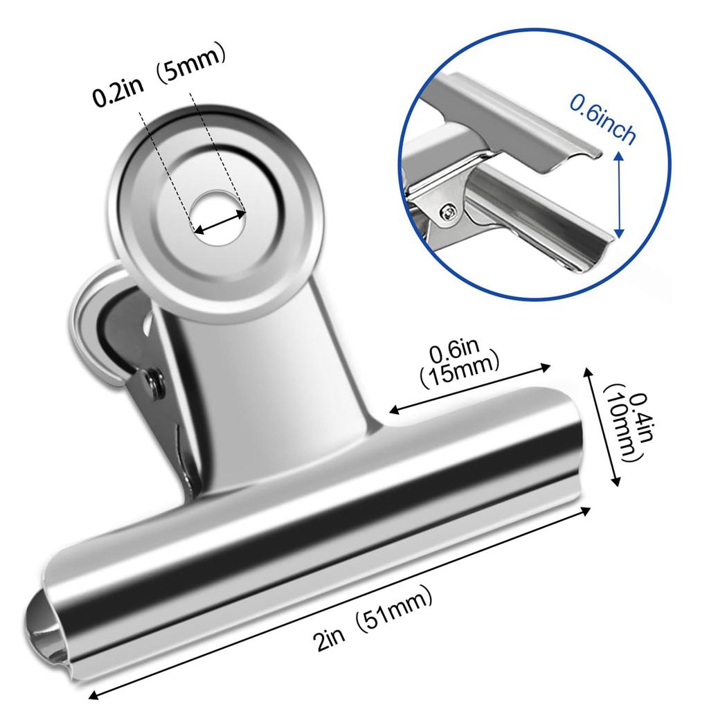 4/6/12 Pcs Stainless Steel Snack Bag Clips - Air-Tight Food Preservation Clips with Compartment Hook for Office School Home Use