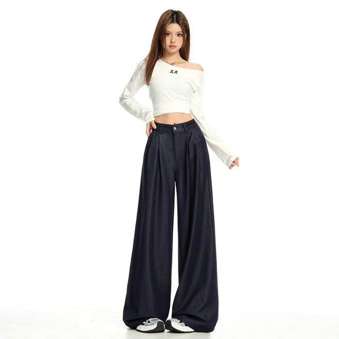 Women s Wide-Leg Ice Silk Anti-Wrinkle Pants - Spring/Summer 2026 XL