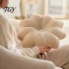 Decorative Throw Pillows for Girls Room Flower Pillow, 18 Inch Floral Cushion, Velvet Round Soft Sofa Pillow with Rhinestone Accent Couch Bed